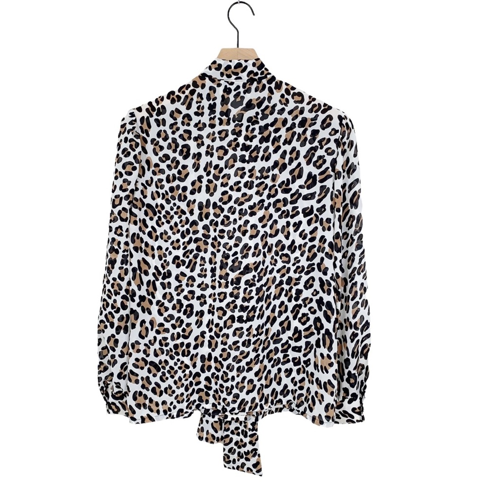 Vintage 1970’s Leopard Print Bow Tie Blouse - Picture 2 of 8